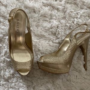 Gold glitter Bakers platform heels